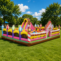 Château gonflable commercial écologique à prix d'usine avec toboggan aquatique et zone de saut, garantie de 3 ans