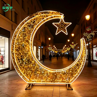 Décoration de Noël géante en 3D avec motif de lune, bonhomme de neige, cerf, Père Noël, sculpture lumineuse LED, décoration de rue, affichage commercial