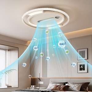 <b>Ceiling</b> Fan <b>Light</b> With Negative Ion Air Purifier <b>Led</b> <b>Light</b> Source Flush Mount For Living Room Bedroom Eye Protection - Product Image 1