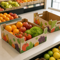 Op maat bedrukte golfkartonnen fruitdisplay tray box met open bovenkant, kartonnen verpakking voor groenten en fruit voor de detailhandel
