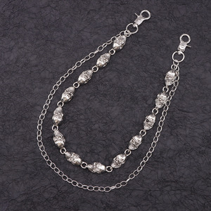 Skull Pendant Double Layer Metal Pants <b>Chain</b> Unisex Halloween Accessory Punk Style <b>Waist</b> <b>Chain</b> Adult Fashion Jewelry - Product Image 3