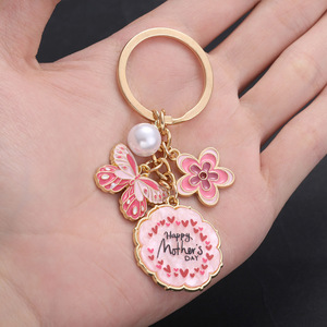 <span class=keywords><strong>Mejor</strong></span> Día DE LA MADRE Regalo de cumpleaños único Pink Mom Llavero Pearl Heart Butterfly Flower Charms Car Bag Backbag Keyring Made Metal - Product Image 3
