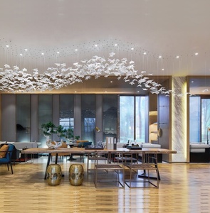 Lustre de plafond en <span class=keywords><strong>verre</strong></span> blanc transparent moderne et élégant, style <span class=keywords><strong>Art</strong></span> <span class=keywords><strong>déco</strong></span>, pour hôtel, salle de banquet, décoration de mariage - Product Image 4