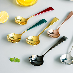 สร้างสรรค์304สแตนเลสรอบช้อนที่มีสีสันจับสไตล์เกาหลีช้อนซุป - Product Image 5