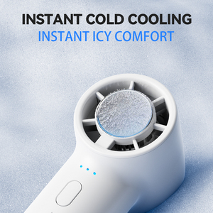 Ventilador de mano turbo con enfriamiento por hielo, tamaño de bolsillo, con mosquetón, 3 velocidades, recargable por USB, mini ventilador portátil para viajes y exteriores. - Product Image 6