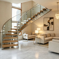 Escalier en colimaçon moderne pour intérieur, design flottant en bois, marches en bois, escaliers en spirale pour la décoration de maisons résidentielles et de villas