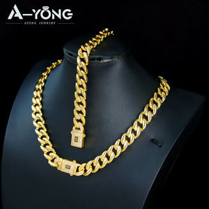 Juego de Joyería Ayong Nuevo Estilo Mónaco con Cadena de Eslabones Cubanos, Circonitas y Baño de Oro de 18K, Collar y Pulsera - Product Image 5