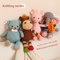 Peluche tricotée en forme d'ours en peluche pour enfants de 14 ans et plus, tissu en polyester apaisant pour le sommeil