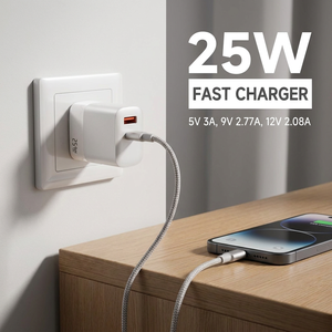 Chargeur rapide Cantell 25W double USB A+C PD avec sortie 5V/3A pour la maison et les voyages, compatible avec les prises US/EU/UK et les téléphones mobiles - Product Image 3
