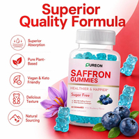 Gummies au safran Pureon avec logo personnalisé, soutien au sommeil, vitamines A, B12, Garcinia Cambogia, complément alimentaire au safran