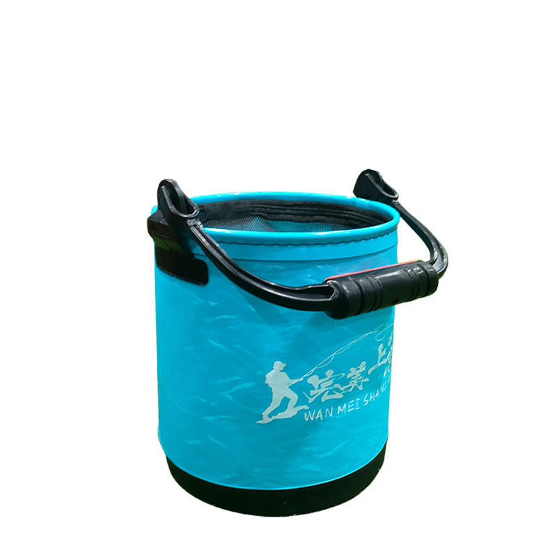 Blue round bucket for fish to put in