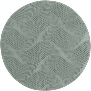 Boho <b>Round</b> Low Pile cotton <b>Rug</b> Machine Made 3D Look Wave Pattern Washable Easy-Care Durable Living Room Children's Room - Product Image 2