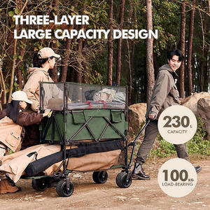300LB Large Capacity Mesh Foldable Roll Container <b>Camping</b> Trailer Portable Four-Wheel OEM Utility Cart Outdoor Hiking - Product Image 2
