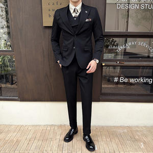 Blazer clásico de traje de negocios antiarrugas de 3 piezas de tamaño y color de estilo personalizado para hombre de lujo OEM hecho en <span class=keywords><strong>China</strong></span> - Product Image 6