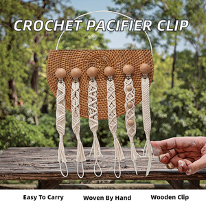 Cadena de Clip para Chupete de Bebé de Ganchillo Vintage, Tejida <span class=keywords><strong>a</strong></span> Mano, Soporte para Chupete DIY, Diseño Sencillo y Portátil, Regalo Promocional para la Dentición del Bebé - Product Image 2