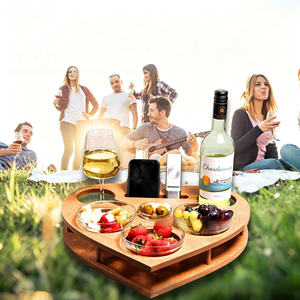 Herzförmiges Holz-Sofa-Snack-Tablett, Wohnzimmer-Snack-Aufbewahrungsbox, Sofa-Bier- und Fernbedienungshalter - Product Image 5