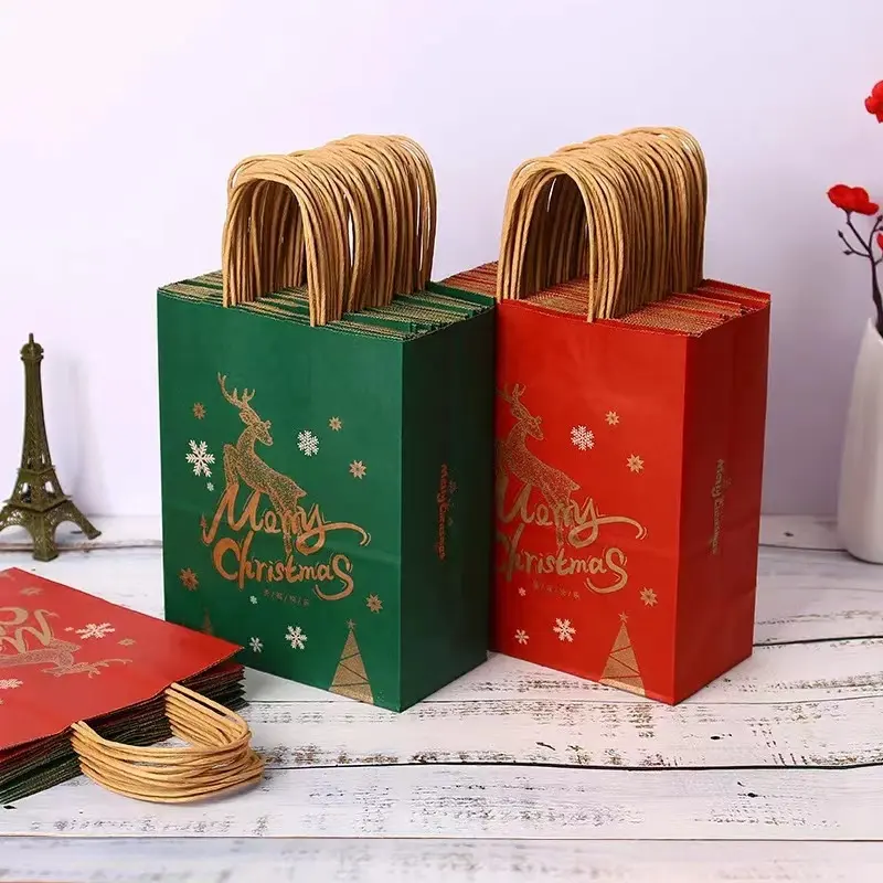 Kemasan grosir tas favorit kertas Kraft tas kertas Kraft Natal untuk paket hadiah