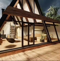 Villa de luxe moderne à deux étages, structure en acier à installation rapide, maison préfabriquée en forme de A, style de conception de conteneur triangulaire, luxe