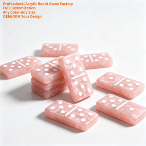 Jeu de dominos personnalisé avec logo, écologique, 28 pièces/ensemble, mini dominos en acrylique rose perle, jeu de dominos double six et neuf personnalisé pour enfants - Product Image 1