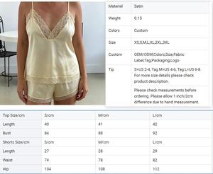 QINSI Women's Satin Silk Camisole Underwear Set Solid Pattern Woven Nightwear Lace 2 Pcs <strong>Vest</strong> <strong>Top</strong> and Shorts Pajama Set - Product Image 6
