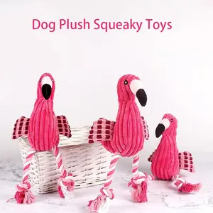 Juguetes chirriantes para perros con forma de flamenco personalizados al por mayor, peluche interactivo, perro, gato, juguete para mascotas, juguetes para masticar