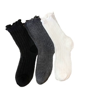 Women's Slouch <b>Socks</b> Mid-Calf Ruffled Edge Breathable Mesh Long <b>Socks</b> Solid Color Polyester Fiber Sweat Absorbing Odor Resistant - Product Image 4