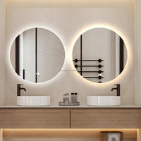 Miroir intelligent rond anti-buée avec interrupteur tactile, incassable, écologique, mural, rétroéclairé 6500K, à intensité variable, éclairé par LED