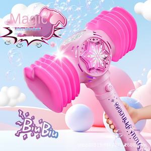Internet Popular Knock Sound Máquina De Sopro De Bolha Elétrica Luminous Love Powder Hammer Hand-held Fairy Stick Plástico BOM - Product Image 2
