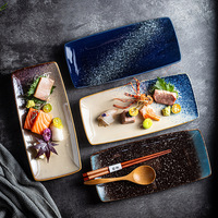 Assiette rectangulaire japonaise en céramique pour sushis, plat de service long pour fruits, desserts, petit-déjeuner, vaisselle de restaurant
