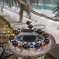 Vente en gros Triple Protection Hématite Oeil de Tigre Obsidienne Noire Bracelets en cristal de pierres précieuses Pierre naturelle de guérison pour homme Cadeau