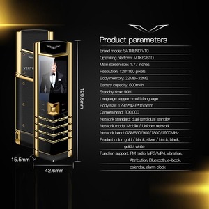 <span class=keywords><strong>Telefono</strong></span> di lusso V10 <span class=keywords><strong>con</strong></span> corpo in pelle di metallo Slot per doppia scheda <span class=keywords><strong>tastiera</strong></span> invisibile Radio FM e fotocamera-Design Unisex Premium - Product Image 4