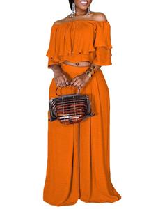 2023 Top moda S-5XL Color sólido Sexy una línea cuello Peplum pantalones cortos pierna <span class=keywords><strong>biblioteca</strong></span> traje <span class=keywords><strong>de</strong></span> mujer <span class=keywords><strong>de</strong></span> talla grande conjuntos <span class=keywords><strong>de</strong></span> dos piezas - Product Image 3