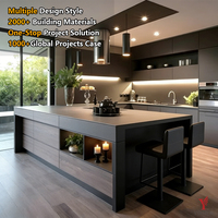 Meuble de cuisine de luxe sur mesure, armoire de rangement complète en bois, meuble modulaire moderne, îlot de cuisine prêt à assembler