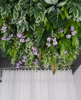 Décoration de plafond de restaurant, plante artificielle, décoration murale suspendue, vigne de rotin verte et fleur, simulation de plante verte, décoration de plafond