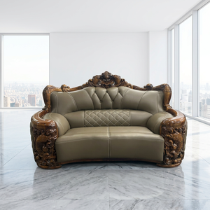 Sofá de cuero genuino con respaldo capitoné y brazos enrollados para sala de estar, juego de sofás de cuero con respaldo capitoné y brazos enrollados - Product Image 5