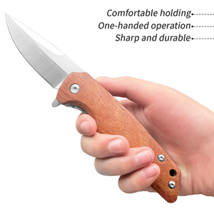 आउटडोर पॉकेट कैंपिंग चाकू d2 स्टेनलेस स्टील ब्लेड ड्रॉप पॉइंट लकड़ी के हैंडल 20.5 सेमी अनुकूलन एडीसी तह तह शिकार उपकरण डिय - Product Image 2