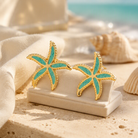 Boucles d'oreilles étoile de mer pour femmes, style océan, en acier inoxydable, légères, bijoux de vacances