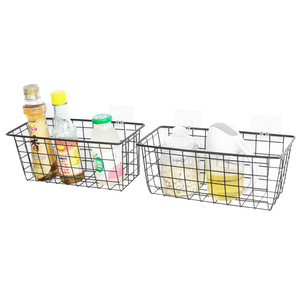Iron <b>Wire</b> <b>Storage</b> <b>Basket</b> Rectangle Minimalist Kitchen <b>Storage</b> Bin Standing Type Neatening Organizer - Product Image 5