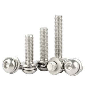 18-8 viti Sems in acciaio inossidabile M4 X 8mm blocco a molla rondella e Lavatrici semplice Hexa presa <span class=keywords><strong>testa</strong></span> a bottone tre viti combinate - Product Image 2
