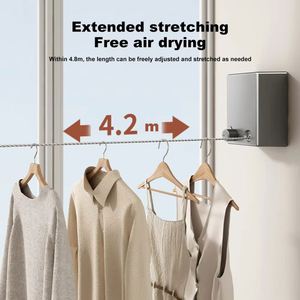 Tendedero Retráctil Doble de Acero Inoxidable, Plegable, de Pared, Ahorra Espacio, para Balcón - Product Image 3