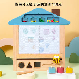 Çocuk manyetik yazı tahtası ahşap grafiti çizim kurulu erken eğitim ve anaokulu ve bebekler için öğrenme - Product Image 4