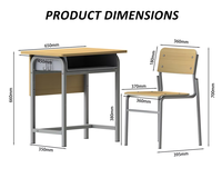 Ensemble de bureau et de chaise d'école philippin, mobilier d'école primaire unique, ensemble de bureaux d'étudiant de classe avec structure métallique