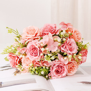 Bouquet <span class=keywords><strong>de</strong></span> fleurs artificielles classiques bohèmes en pivoine, rose et hortensia pour <span class=keywords><strong>mariage</strong></span> et décoration intérieure – Vente en gros - Product Image 6
