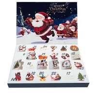 Boîte à rabat vide pour calendrier de l'Avent de Noël, emballage cadeau à remplir avec trous perforés pour bijoux, vente en gros