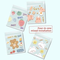 Sacs auto-scellants originaux à motif d'ours et de lapin pour l'emballage alimentaire, bonbons, biscuits, flocons de neige, snacks croustillants