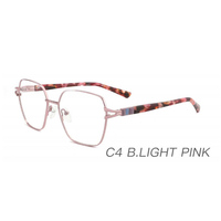 Lunettes de vue polygonales pour femmes adultes, avec monture en métal légère à bordure complète. Lentilles PC de qualité supérieure pour un usage quotidien et une meilleure vision.