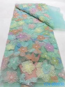 Nouveau Design Stock <span class=keywords><strong>Pas</strong></span> <span class=keywords><strong>Cher</strong></span> 3D Fleurs Dentelle <span class=keywords><strong>Tissu</strong></span> <span class=keywords><strong>Haute</strong></span> <span class=keywords><strong>Couture</strong></span> Coloré Paillettes Tulle Brodé Perlé Dentelle <span class=keywords><strong>Tissu</strong></span> - Product Image 4