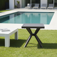 Table de salle à manger carrée robuste et légère 2026, avec plateau en pierre frittée, structure en aluminium, étanche, pour extérieur – Nouveauté très demandée