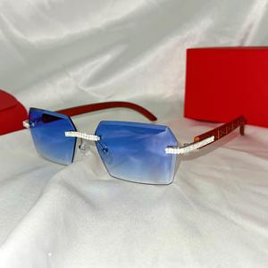 Gafas de Sol de Moda con Lentes Tallados 2026, Gafas de Sol Cuadradas sin Montura, Diseño de Marca de Lujo 2023, Gafas de Sol Vintage sin Montura con Pedrería - Product Image 1