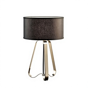 Modern Beige Linen Drum Shade <b>Table</b> <b>Lamp</b> Gold Metal Base E27 LED Switch Control Eco-Friendly Eye Caring Bedroom Decorative - Product Image 1